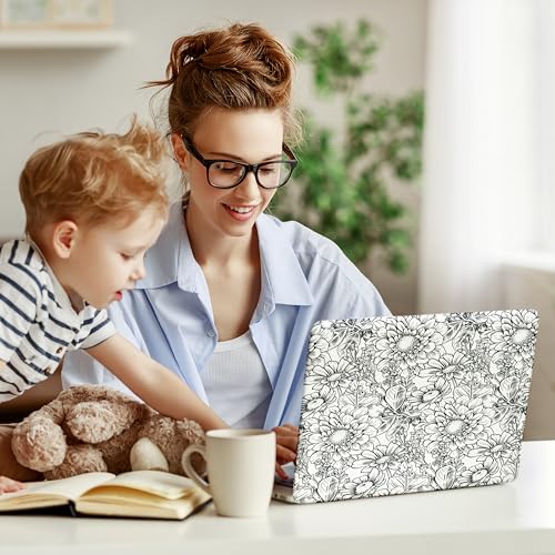 Laptop Skin Decal HP 14" - Black White Botanical, Laptop Cover Sticker, No Cutting Required, No Bubble, Waterproof, Scratch Resistant - Including Wide Screen and Wrist Pad - size: 14 inch