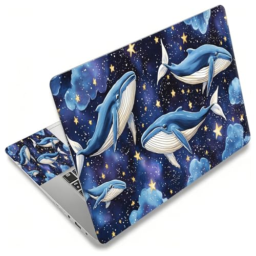 Laptop Skin Sticker Decal, Universal Reusable Vinyl Laptop Cover for 12" 13" 13.3" 14" 15" 15.4" 15.6" Notebook PC, Waterproof Scratch-Resistant with 2 Wrist Pads, Easy to Apply & Remove,Dolphin - color: Dolphin