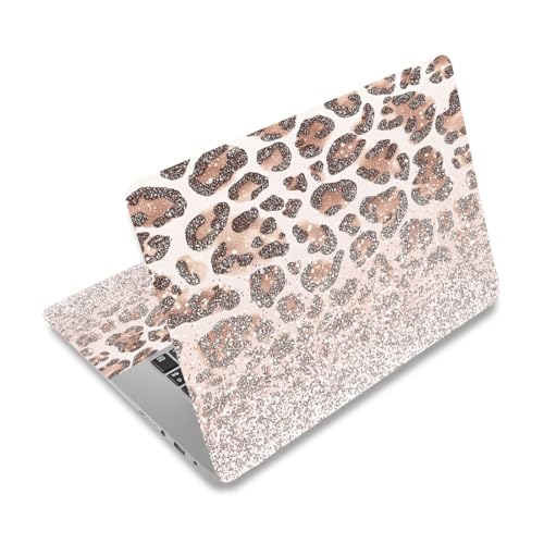 PLIGREAT Glitter Leopard Print Laptop Skin Stickers Fits 12" 13" 13.3" 14" 15 inch Laptop Gradient Creative Style Universal Removable Waterproof Notebook Art Decals PC Protector Cover Sticker - color: Glitter Leopard Print
