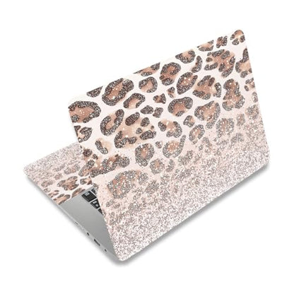 PLIGREAT Glitter Leopard Print Laptop Skin Stickers Fits 12" 13" 13.3" 14" 15 inch Laptop Gradient Creative Style Universal Removable Waterproof Notebook Art Decals PC Protector Cover Sticker - color: Glitter Leopard Print