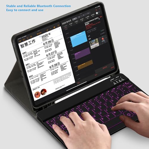 Backlit Bluetooth Keyboard Small Portable Wireless Keyboard Rechargeable Illuminated for Android Samsung Tablet Cell Phone Smartphone iPad A16 11th 10th Generation iPad Pro Air Mini iPhone (Black) - color: Black