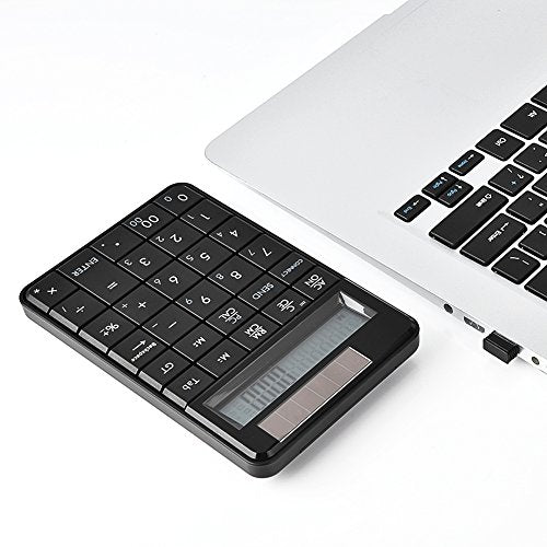 FOSA Compact USB keypad with Display Calculator Function, 29 Keys Portable Number Pad Mini Solar Power Smart Keypad & Office Calculators with LCD Display for Laptop PC