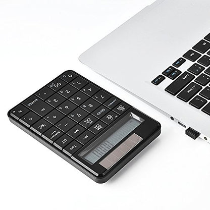 FOSA Compact USB keypad with Display Calculator Function, 29 Keys Portable Number Pad Mini Solar Power Smart Keypad & Office Calculators with LCD Display for Laptop PC