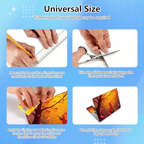 Universal Laptop Skin Sticker Decal for 11.6”12" 13" 13.3" 14" 15" 15.4" 15.6" Reusable Waterproof Scratch-Scratch Resistant Protective Vinyl Laptop Notebook Skin Stickers - Cherry Blossom and Fox - color: Cherry blossom and fox