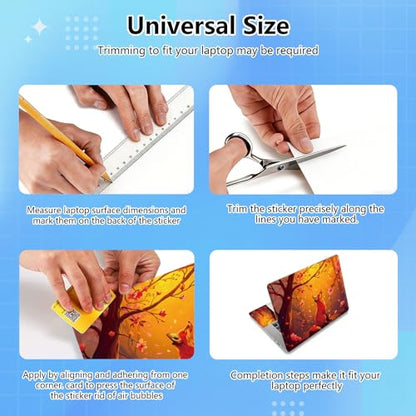 Universal Laptop Skin Sticker Decal for 11.6”12" 13" 13.3" 14" 15" 15.4" 15.6" Reusable Waterproof Scratch-Scratch Resistant Protective Vinyl Laptop Notebook Skin Stickers - Cherry Blossom and Fox - color: Cherry blossom and fox