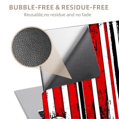 Universal Laptop Skin Sticker for 12/13/14/15.6 Inch Laptops, Reusable Vinyl Laptop Decal Cover, Waterproof Scratch Resistant Notebook Skin with 2 Wrist Pads,American Flag Illustration - color: American Flag Illustration