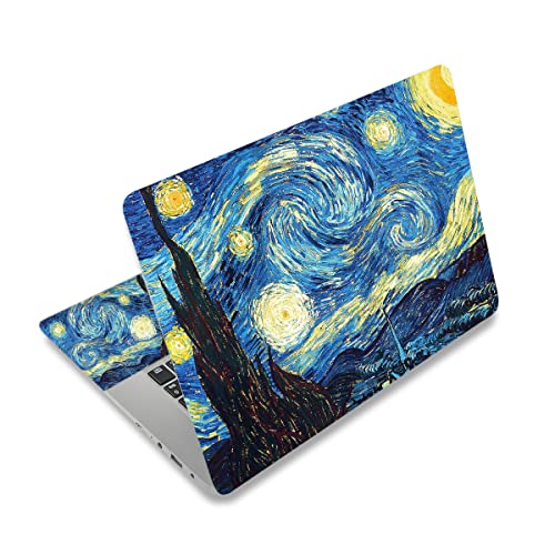 Laptop Vinyl Skin Sticker Decal, 12" 13" 13.3" 14" 15" 15.4" 15.6" Laptop | Skin Sticker Cover Art Protector Notebook PC (2 Wrist Pad Skins Included), Waterproof Removable, Van Gogh Starry Night - color: Van Gogh Starry Night