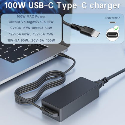 Universal 100W USB C Laptop Charger Type C Charger Fast Charging | For Mac Book Pro/Air 16,15,14,13 Inch, Mac Book Air 13 Inch 2026 2025 2024, Lenovo, Acer, Dell ASus,Chromebook ThinkPad