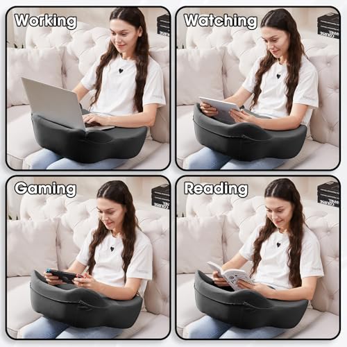 cooloo8 Lap Desk, Reading Pillow, Laptop Pillow for Lap, Portlands Portable Desk Pad for Bed, Couch, Car (Black)