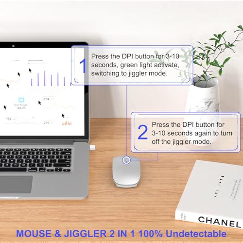 Bluetooth Wireless Mouse for MacBook Air Mac Pro iPad Laptop Computer Pad Optical Rechargeable Slim Silent Dual Mode (2.4G USB-C/USB-A&Bluetooth 5.2/3.0) Mouse Jiggler for Computer Awakening - Silver - color: SILVER