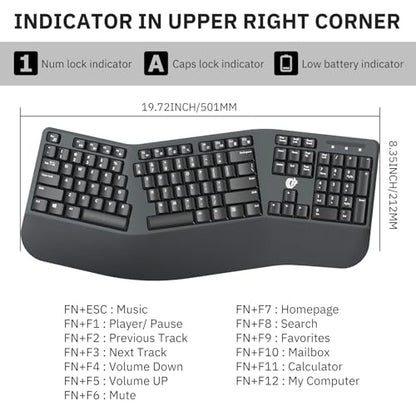 Ergonomic Wireless Keyboard and Mouse Combo, 2.4GHz USB Full Size Keyboard with Wrist Rest and 3 Level DPI Adjustable Wireless Mouse for PC and Laptop Use - Black - color: NK-905 Black