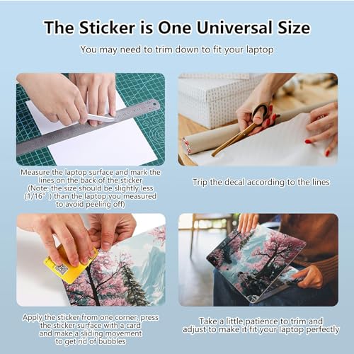 Universal Laptop Skin Sticker with 2 Wrist Pad Skins, Waterproof Scratch Resistant Vinyl Laptop Cover Decal, Cut to Fit for 11–15.6 Inch MacBook HP Dell Lenovo, Cherry Tree - color: Cherry Tree