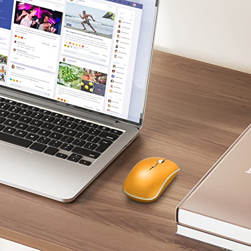 JOYACCESS J 2.4G Wireless Mouse, Soft Click, Silent Travel, 3200 DPI, 5 Adjustment Levels, for Laptop, Mac, PC, Notebook - Orange - color: Orange
