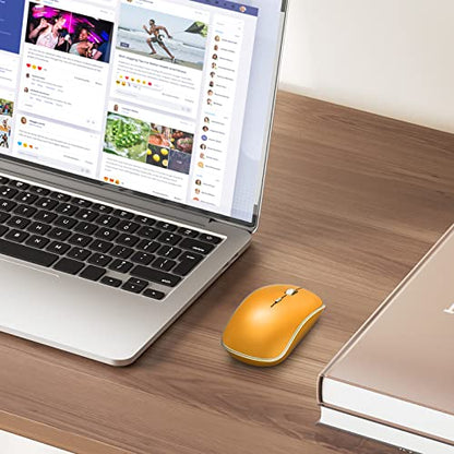 JOYACCESS J 2.4G Wireless Mouse, Soft Click, Silent Travel, 3200 DPI, 5 Adjustment Levels, for Laptop, Mac, PC, Notebook - Orange - color: Orange