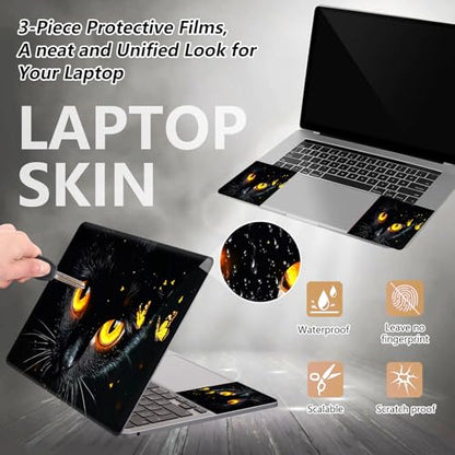 Laptop Skin Sticker for 12.1”-15.6“ Laptops (Fits 13”, 13.3”, 14”, 15”, 15.4”) | Protective Universal Reusable Vinyl Art Decal Cover | Waterproof & Scratch-Resistant-Black Cat with Gold Eyes - color: Black Cat with Gold eyes
