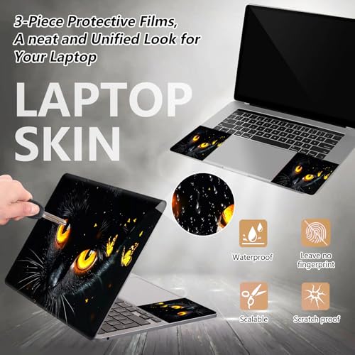12.1”-15.6” Laptop Skin Sticker (Fits 13”, 13.3”, 14”, 15”, 15.4”) | Reusable Universal Protective Vinyl Art Decal Cover | Waterproof & Scratch-Resistant |Black Cat with Gold Eyes - color: Black Cat with Gold eyes