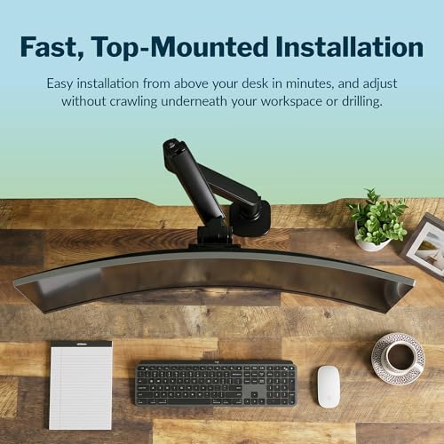 Vari Ultra-Wide Monitor Arm – VESA Compatible Monitor Mount for Flat & Curved Screens 57” & 59.4 lbs – Adjustable Arm with Tilt, Swivel, Rotation & Cable Management - size: Ultra-Wide Monitor Arm