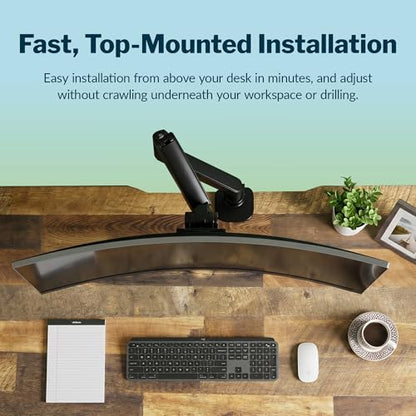 Vari Ultra-Wide Monitor Arm – VESA Compatible Monitor Mount for Flat & Curved Screens 57” & 59.4 lbs – Adjustable Arm with Tilt, Swivel, Rotation & Cable Management - size: Ultra-Wide Monitor Arm