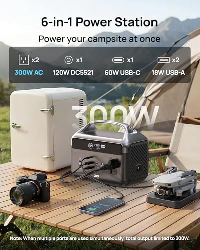 DaranEner Portable Power Station, 192Wh LiFePO4 Battery Backup Solar Generator with w/2 300W (Peak 600W) AC Outlets, USB-C PD 60W Fast Charge, Power Bank for Camping, Outdoor, Home,Emergency - color: Grey