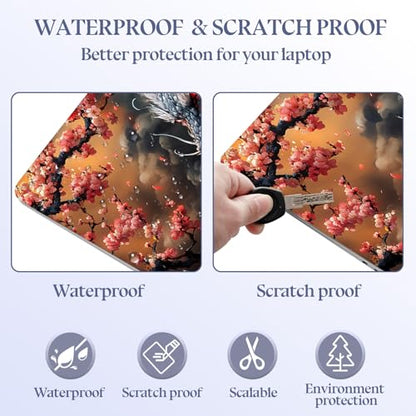 Universal Laptop Skin Sticker Decal,15.6 Inch Laptop Vinyl Cover for 13" 14" 15.6" Laptop,Scratch-Resistant Waterproof Protector Wrap,Reusable with Wrist Pads,Cherry Blossom Dragon - color: Cherry Blossom Dragon