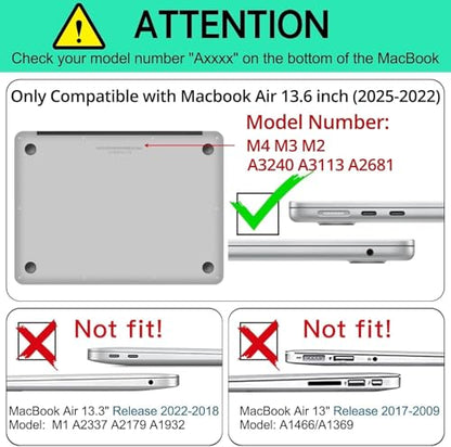 AKIT Compatible with MacBook Air 13 inch Case 2026 2025-2022 M5/M4/M3/M2 A3449 A3240 A3113 A2681, Slim Matte Plastic Hard Shell Case+Screen Protector+Keyboard Cover for MacBook Air 13.6 inch, Violet - color: Violet
