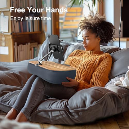 ERGONOV Lap Cozy Kindle Pillow Stand for Bed with Adjustable Arm, 360° Tablet Holder, Fits 4.7"-13" Kindle, iPad, Phone, Lap Desk for Hands Free Reading in Bed, Couch, Sofa,Gray | 360° Tablet Holder, Fits 4.7"-13" Kindle, iPad, Phone, Lap Desk for Hands F