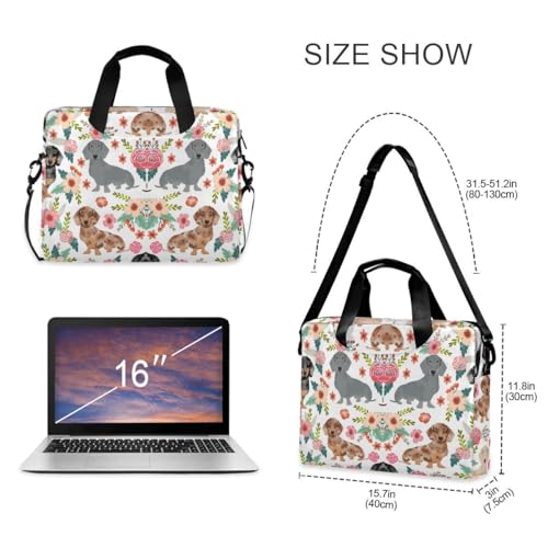Dachshund Print Laptop Case 15.6 inch Computer Bag | Waterproof Laptop Briefcase Laptop Bag for Women & Men - color: Dachshund