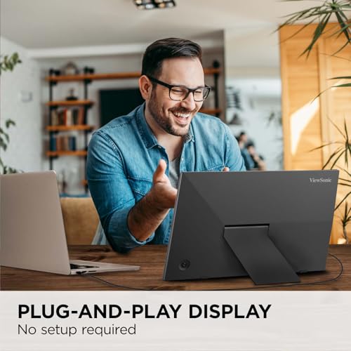 ViewSonic VA1653 16 Inch 1080p Portable Monitor, FHD IPS External Screen | USB C, Mini HDMI, Eye Care, Built In Stand, Protective Case, Mac, PC, Gaming Console, Anti Glare, Lightweight, Ready For Work - style: 1080p