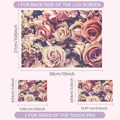 CREATCABIN June Rose Laptop Skin Sticker Decal Netbook Skin Sticker Notebook Art Decal 12" 13" 13.3" 14" 15" 15.4" 15.6 Inch Laptop Protector Cover Waterproof Scratchproof Removable Easy to Apply - style: June Rose