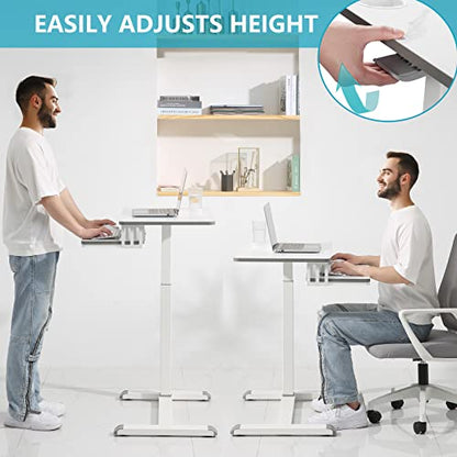 ETHU Overbed Table with Wheels, Medical Table with Drawer, Hospital Bed Table, Workstation Desk, Adjustable Overbed Bedside Rolling Laptop Desk, Marble White - color: Marble White