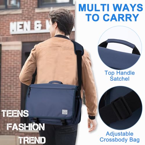 VASCHY Messenger Bag for Men,Water Resistant Casual Satchel Briefcase Fashion Laptop Work Bag Crossbody Shoulder Handbag for Women College Campus Blue - color: Blue