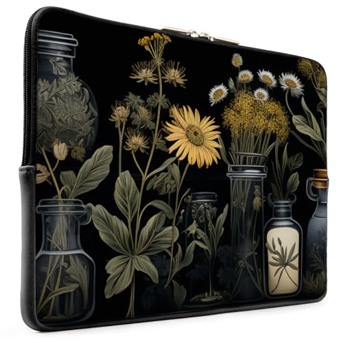 Laptop 13 inch Sleeve Case for MacBook Air 13-13.6 inch, Laptop Bag Cover for MacBook Pro 13" 14 inch, Travel Carrying Sleeve for 14" Chromebook, HP, Dell I Black Academia Mystical Green Plant - color: Black Academia Mystical Green Plant