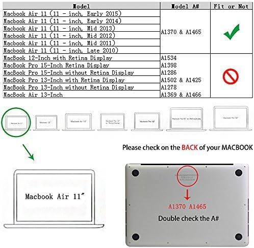 Compatible with MacBook Air 11 Inch Release (A1370/A1465) - Slim Snap On Hard Shell Protective Cover and Keyboard Cover (Navy Blue) - color: Navy Blue