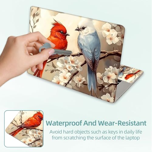 Universal Laptop Skin Decal, 3-Piece Vinyl Protector for 12 13 14 15.6" Notebook, Waterproof Anti-Scratch, Easy Trim & Bubble-Free Finish, Red and Blue Birds - color: Red and Blue Birds