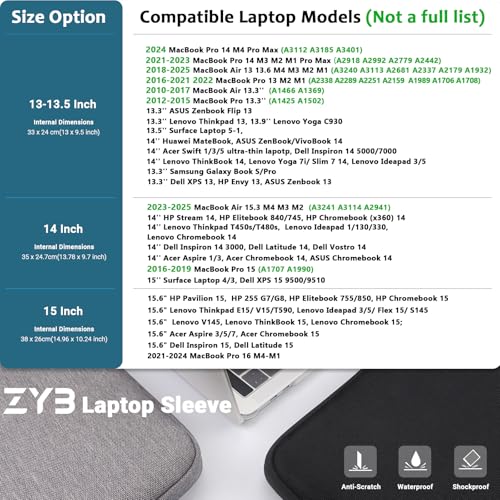 ZYB Laptop Sleeve 15.6 Inch,Waterproof Laptop Case 15.6 Inch for 15-15.6'' Lenovo ThinkPad IdeaPad Acer ASUS HP Dell Chromebook MacBook Pro 15 16 etc Notebook Case 15.6 in with Accessory Bag-Blue | Waterproof Laptop Sleeve 15.6 Inch for 15 Inch Notebook L