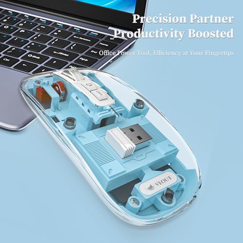 Veout Wireless Bluetooth Mouse, Portable Silent Click Rechargeable Mouse with USB Receiver, 3-Level DPI, Compatible with Laptop, PC, Mac, Tablet, Phone - color: Mouse-Bule