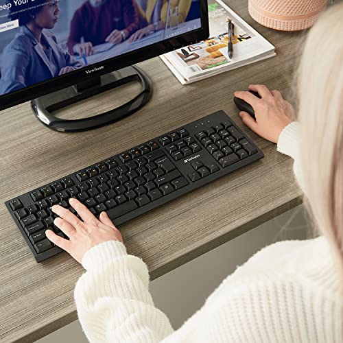 Verbatim Slimline Wireless Keyboard and Mouse Combo 2.4GHz USB Plug-and-Play Numeric Keypad Adjustable Tilt Legs Optical Wireless Mouse Full-Size Computer Keyboard Compatible with PC, Laptop 70741 - style: Wireless Keyboard & Mouse