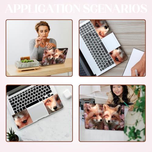 SUPERDANT Laptop Skin Sticker Flower Fox Laptop Decals Personalized Universal Notebook Computer Wrap Vinyl Skin Stickers Cover Art Decal Removable 12-15.6 Inch Waterproof Scratch-Resistant Gifts - style: Flower Fox
