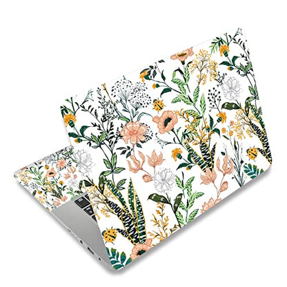 Laptop Skin Sticker,13.3 14 15 15.4 15.6 inch Laptop Skins,Universal Vinyl Decal,Dustproof Scratch Resistant Reusable Cover Protector with Free 2 Wrist Pads (Flower in White Background) - color: Flower in White Background