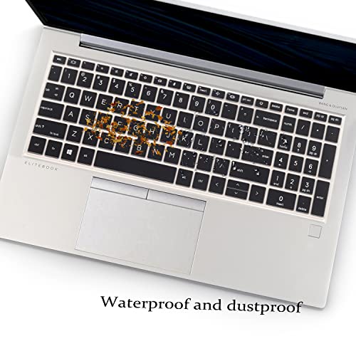 2 Pack Keyboard Cover for 15.6'' HP EliteBook 850 G7 G8 /EliteBook 855 G7 G8 15.6 inch (with Number Keys) US Layout Keyboard(NOT FIT EliteBook 850 855 G9 G10)-Black+Clear - color: Black+Clear
