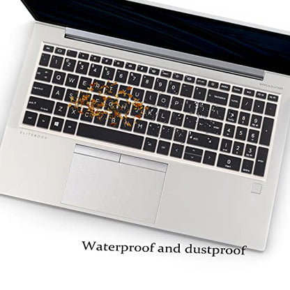2 Pack Keyboard Cover for 15.6'' HP EliteBook 850 G7 G8 /EliteBook 855 G7 G8 15.6 inch (with Number Keys) US Layout Keyboard(NOT FIT EliteBook 850 855 G9 G10)-Black+Clear - color: Black+Clear