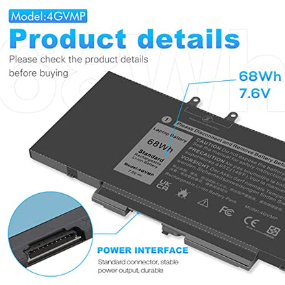 Fancy Buying 4GVMP Laptop Battery for Dell Latitude 5400 5500 Precision 3540 3550 7590/7591/7791 2-in-1 Series,P/N X77XY RF7WM 9JRYT C5GV2 P84F P80F001 P84F001 P42E P42E001 P98G001 - size: 9.4*4.17*0.27inch 4GVMP