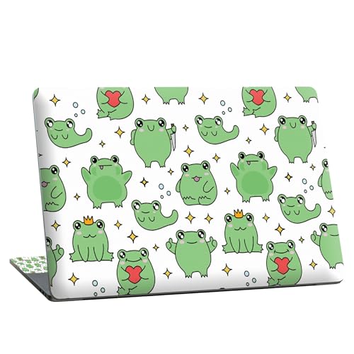 Universal Laptop Skin Sticker with 2 Wrist Pad Skins, Waterproof Scratch Resistant Vinyl Laptop Cover Decal, Cut to Fit for 11–15.6 Inch MacBook HP Dell Lenovo, Frog Heart - color: Frog Heart