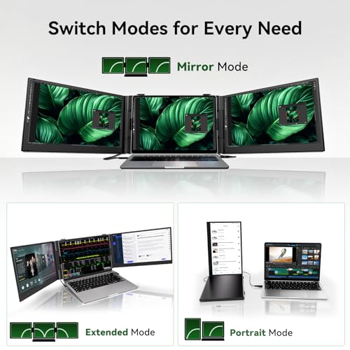 14 Inch Triple Laptop Screen Extender FHD 1080P IPS Extended Monitor | Portable Ultra-Thin Lightweight Extra Screen for Laptops 13-17.3" Compatible with Wins Mac Chrome Dex Phone Travel Work - size: 14" Monitor-A