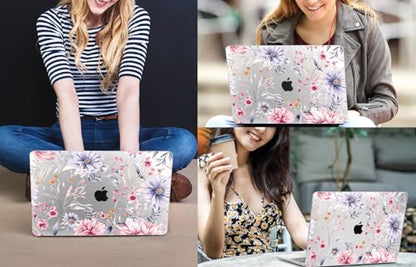 CISSOOK Compatible with MacBook Air 13 inch Case A3449 A3240 A3113 A2681 | 2026 2025 2024 2023 2022, 5in1 Set Hard Shell Case Keyboard Cover for MacBook Air 13 inch M2 M3 M4 M5, Flowers Watercolor - color: Air13.6inch-Flowers watercolor