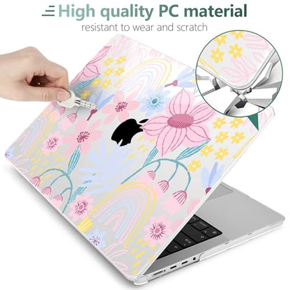 TWOLSKOO Compatible with MacBook Pro 14 inch Case M5 2026 2025-2021 Release M4 M3 M2 M1 Pro/Max Chip, Plastic Hard Shell & Keyboard Cover & USB C to USB Adapter & Screen Film, Floral Spring - color: Floral Spring