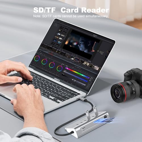 10-in-1 USB C Hub with Ethernet, 4K@60Hz HDMI, 10Gbps USB-C/USB-A, PD 100W, SD/TF, P9R PRO Docking Station for MacBook Pro/Air M1-M5, iPhone 17/16/15, iPad Pro, Windows - color: Silver Grey, size: 1.64ft
