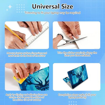 Universal Laptop Skin Sticker Decal for 11.6”12" 13" 13.3" 14" 15" 15.4" 15.6" Reusable Waterproof Scratch-Scratch Resistant Protective Vinyl Laptop Notebook Skin Stickers - Blue Forest Deer - color: Blue Forest Deer