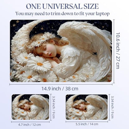 Universal Laptop Skin Sticker Decal,15.6 Inch Laptop Vinyl Cover for 13" 14" 15.6" Laptop,Scratch-Resistant Waterproof Protector Wrap,Reusable with Wrist Pads,Sleeping Angels with Daisies - color: Sleeping Angels with Daisies