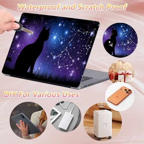 Laptop Skin Sticker Decal 12" 13" 13.3" 14" 15" 15.6",Waterproof Scratch Resistant Vinyl,Reusable Easy to Apply,for MacBook HP Dell Notebooks Netbooks Laptop,2 Wrist Pads,Cute Cat Glitter - color: Cute Cat Glitter